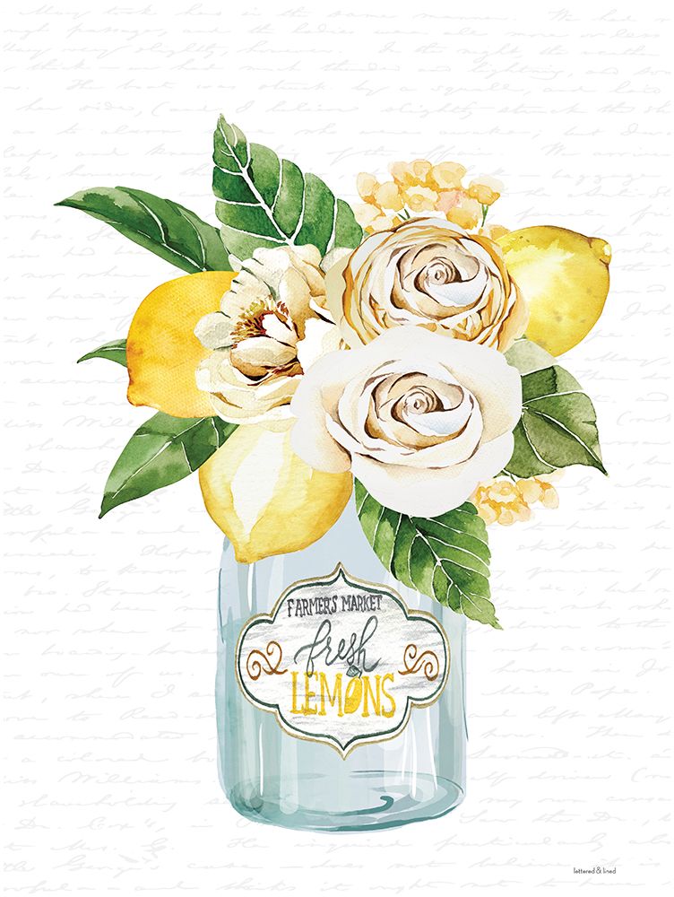 Lemons and Flowers Bouquet art print by lettered and lined for $57.95 CAD