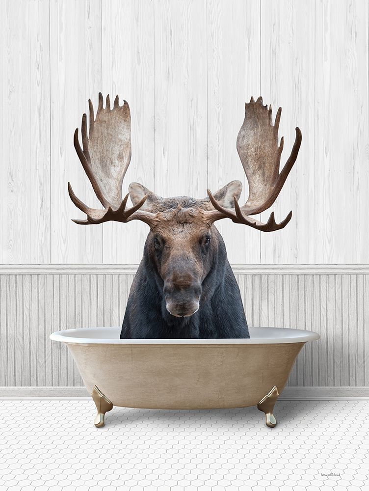 Bath Time Moose  art print by Lettered And Lined for $57.95 CAD