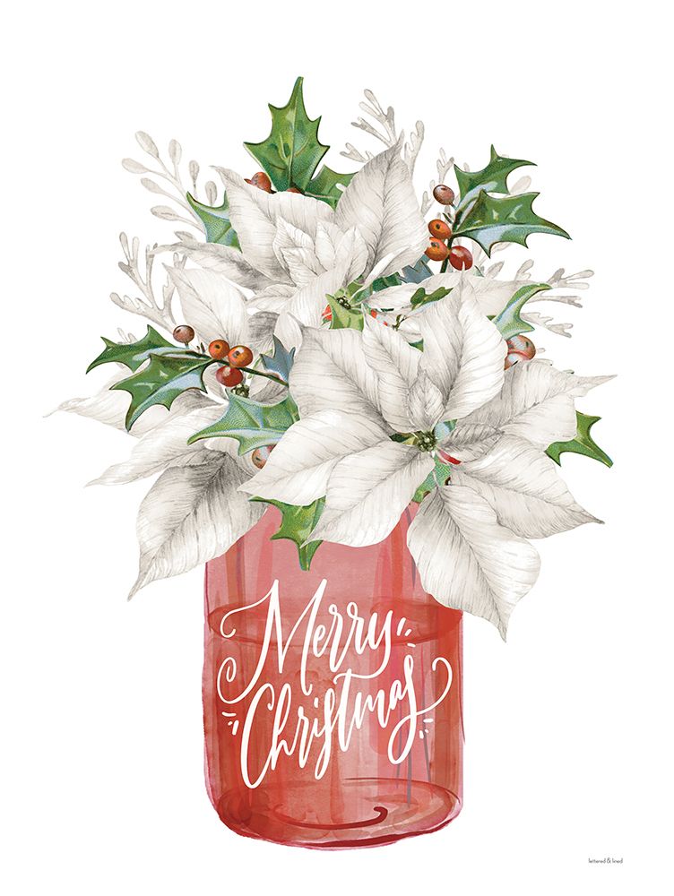 Merry Christmas Poinsettias art print by Lettered and Lined for $57.95 CAD