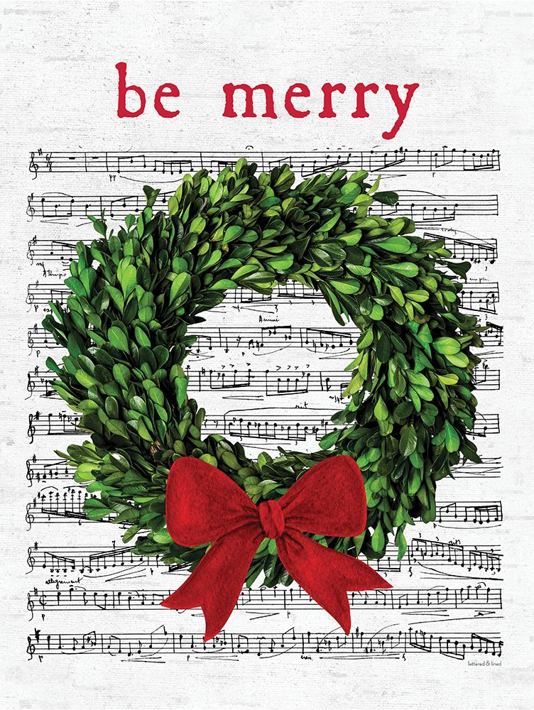 Be Merry Christmas Wreath art print by Lettered and Lined for $57.95 CAD