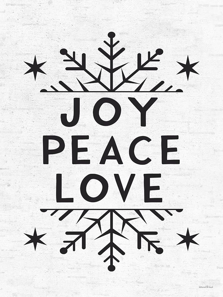 Joy, Peace, Love Snowflake art print by lettered And lined for $57.95 CAD
