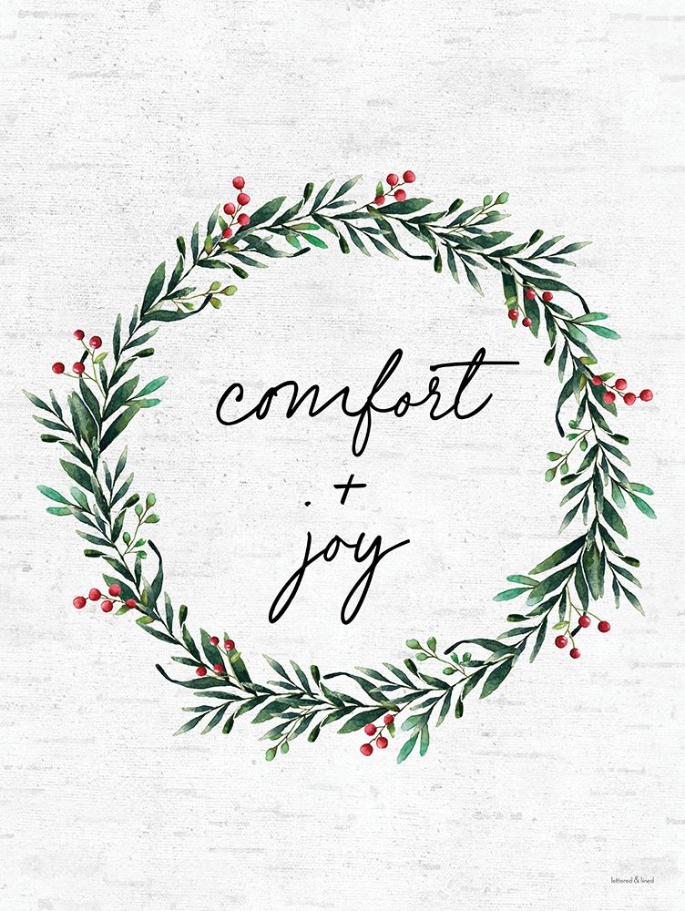 Comfort And Joy Wreath art print by lettered And lined for $57.95 CAD