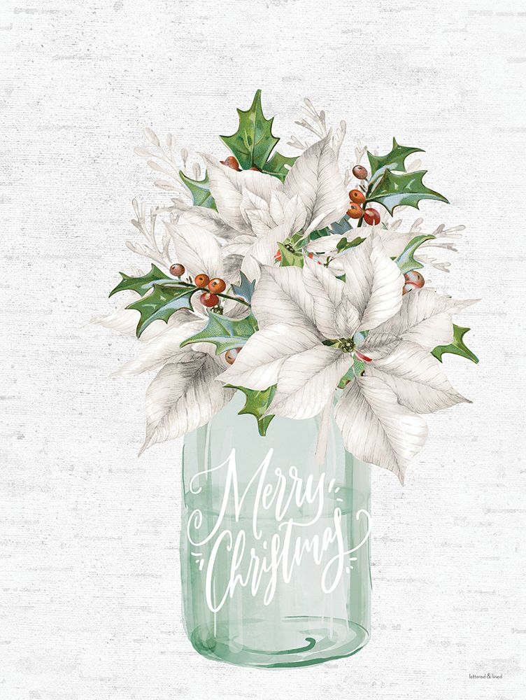 Merry Christmas Poinsettia art print by lettered And lined for $57.95 CAD