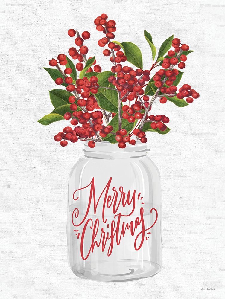 Merry Christmas Berries art print by lettered And lined for $57.95 CAD
