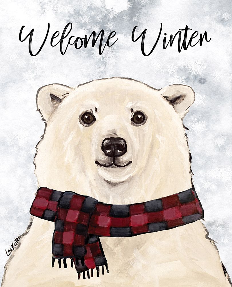 Welcome Winter Polar Bear art print by Lee Keller for $57.95 CAD