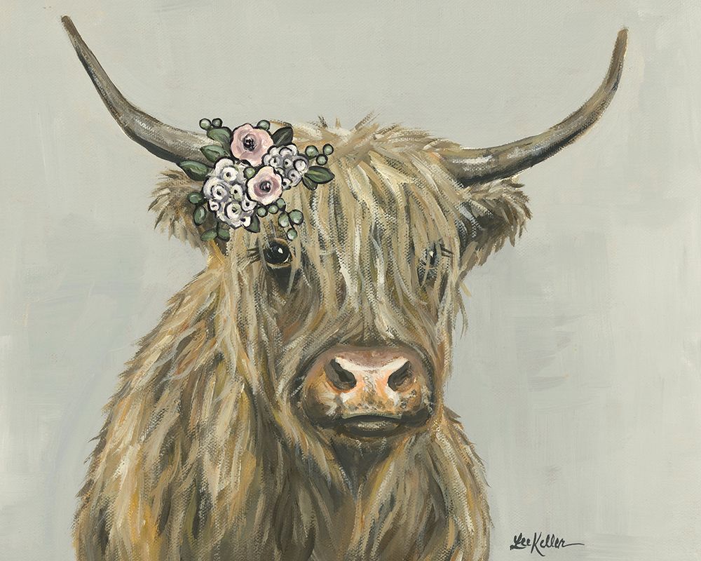 Fern the Highland with Flowers art print by Lee Keller for $57.95 CAD
