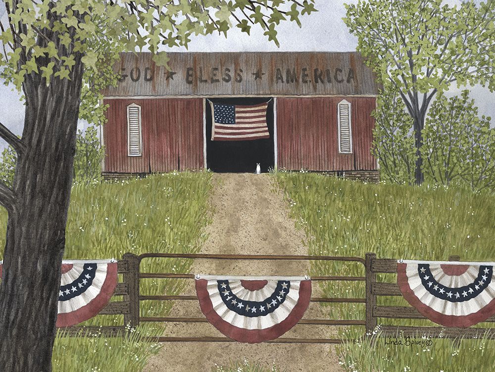 God Bless America Barn art print by Linda Spivey for $57.95 CAD