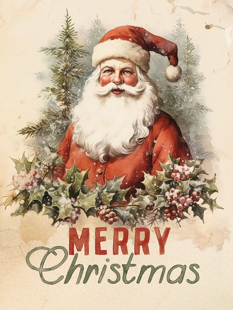 Merry Christmas Vintage Santa art print by Lux + Me Designs for $57.95 CAD