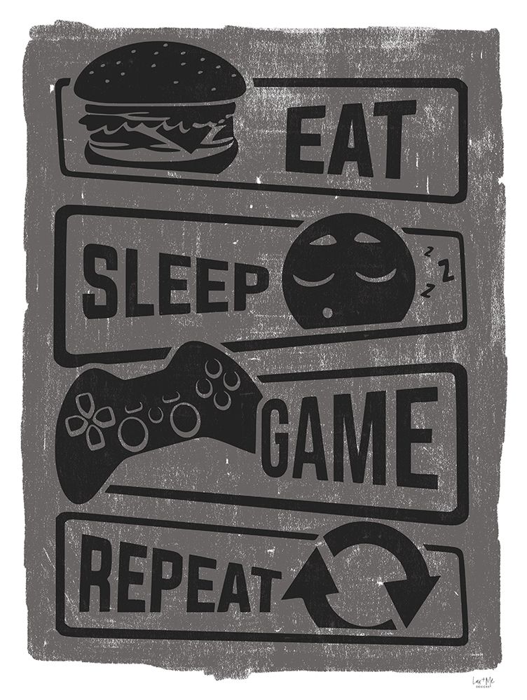 Eat, Sleep, Game, Repeat art print by Lux + Me Designs for $57.95 CAD