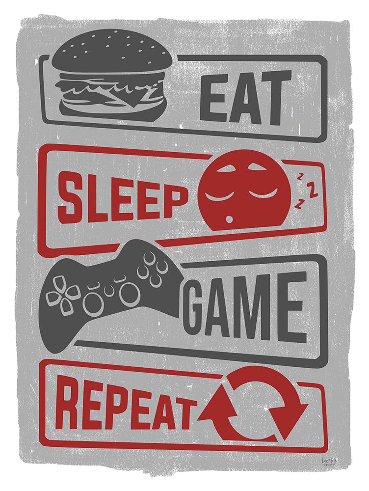 Eat-Sleep-Game-Repeat art print by Lux + Me Designs for $57.95 CAD