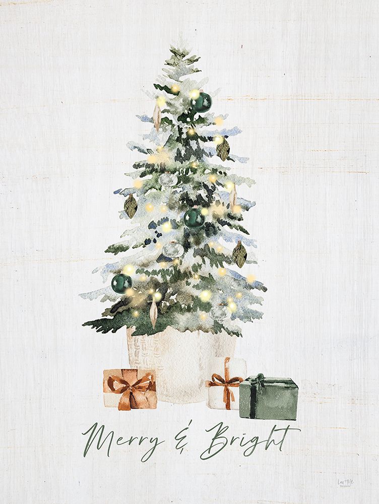 Merry And Bright Christmas Tree art print by Lux + Me Designs for $57.95 CAD