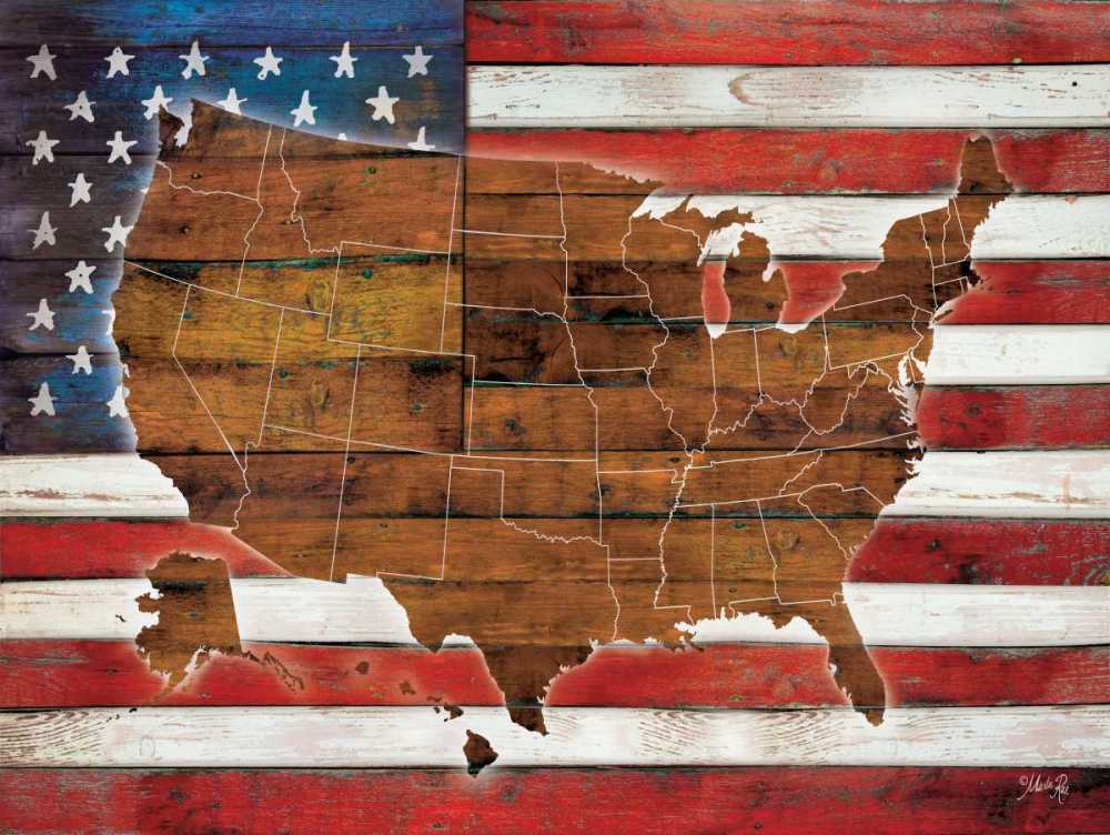 American Flag USA Map  art print by Marla Rae for $57.95 CAD