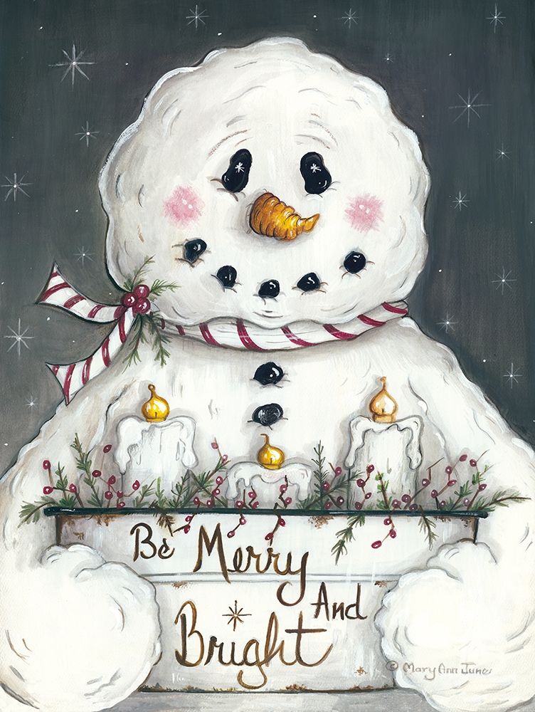 Merry and Bright Snowman art print by Mary Ann June for $57.95 CAD