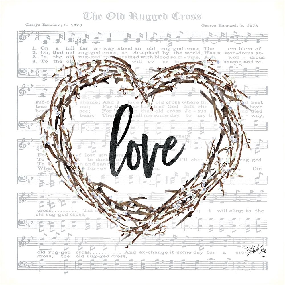 Old Rugged Heart Love Wreath art print by Marla Rae for $57.95 CAD