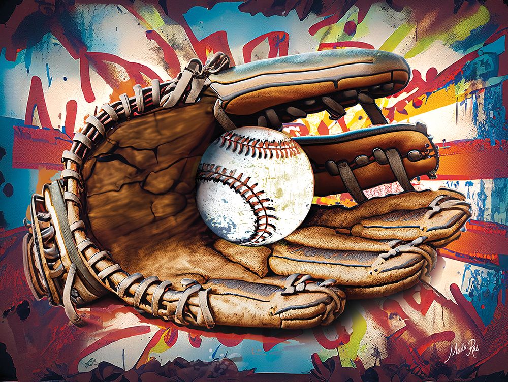 Graffiti Baseball and Glove art print by Marla Rae for $57.95 CAD