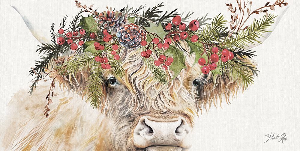 Red Berry Christmas Highland I art print by Marla Rae for $57.95 CAD
