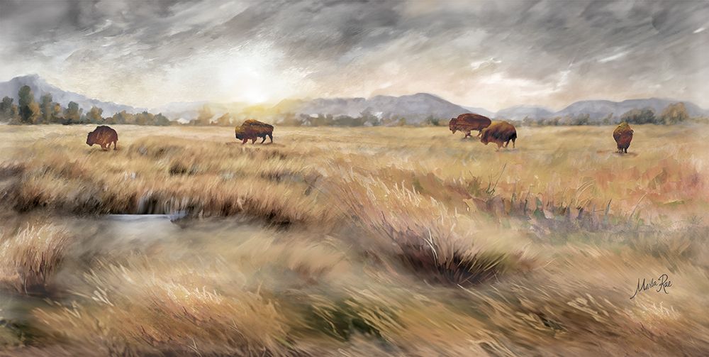 Grazing Buffalo art print by Marla Rae for $57.95 CAD