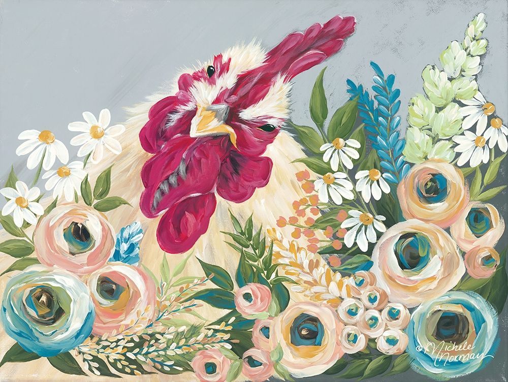 Hen in the Flower Garden art print by Michele Norman for $57.95 CAD