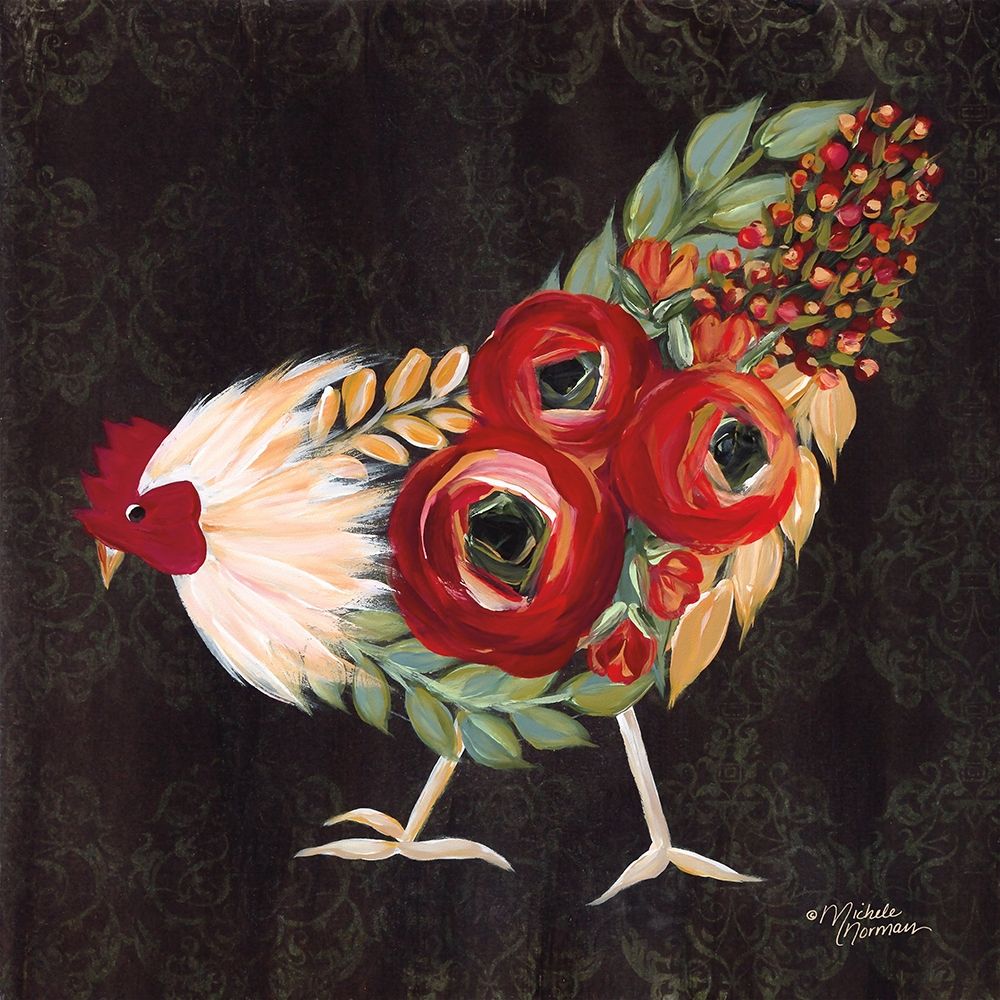Botanical Rooster art print by Michele Norman for $57.95 CAD