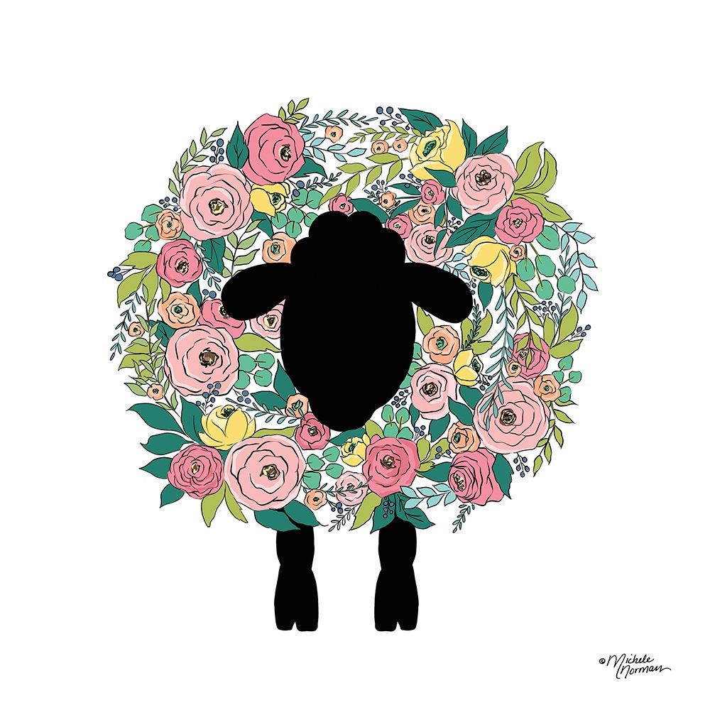 Floral Sheep art print by Michele Norman for $57.95 CAD