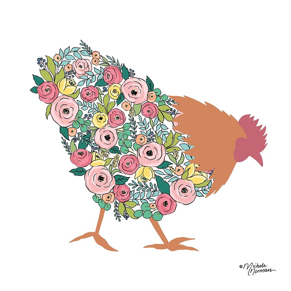 Floral Rooster art print by Michele Norman for $57.95 CAD