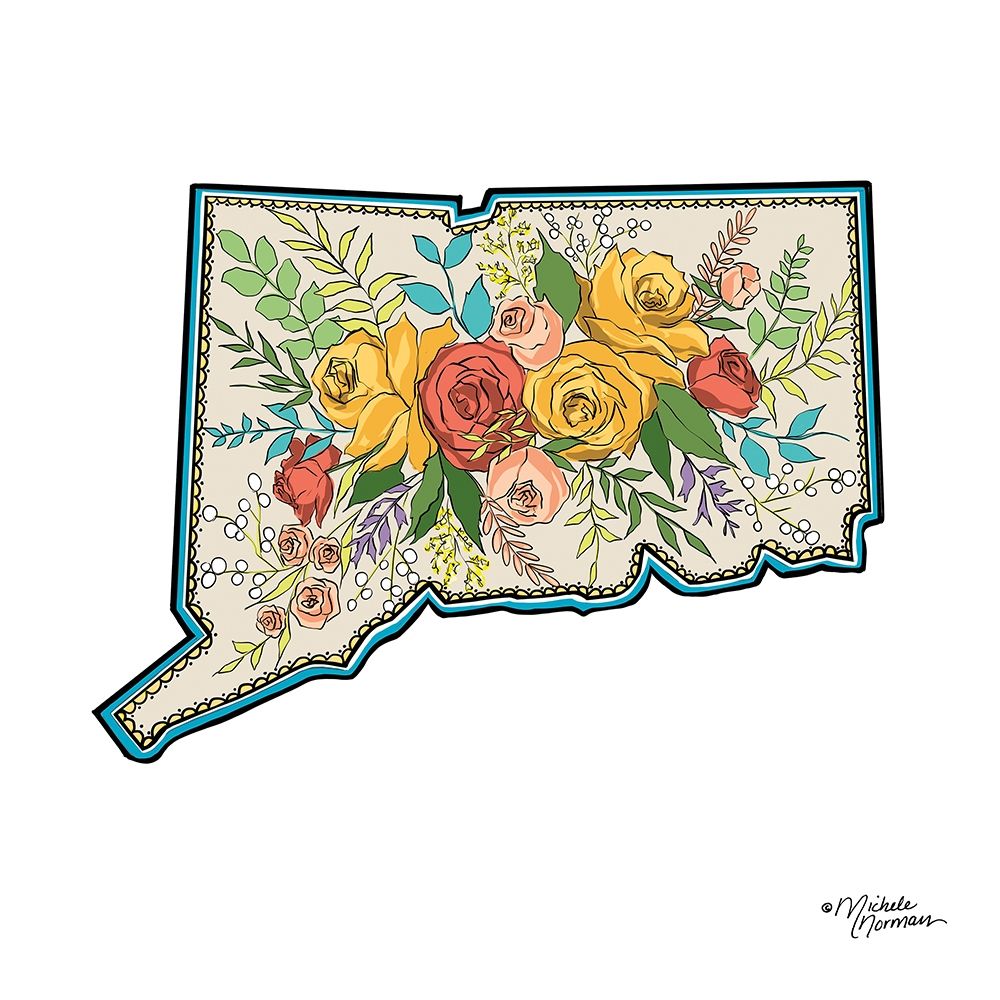 Floral Connecticut art print by Michele Norman for $57.95 CAD