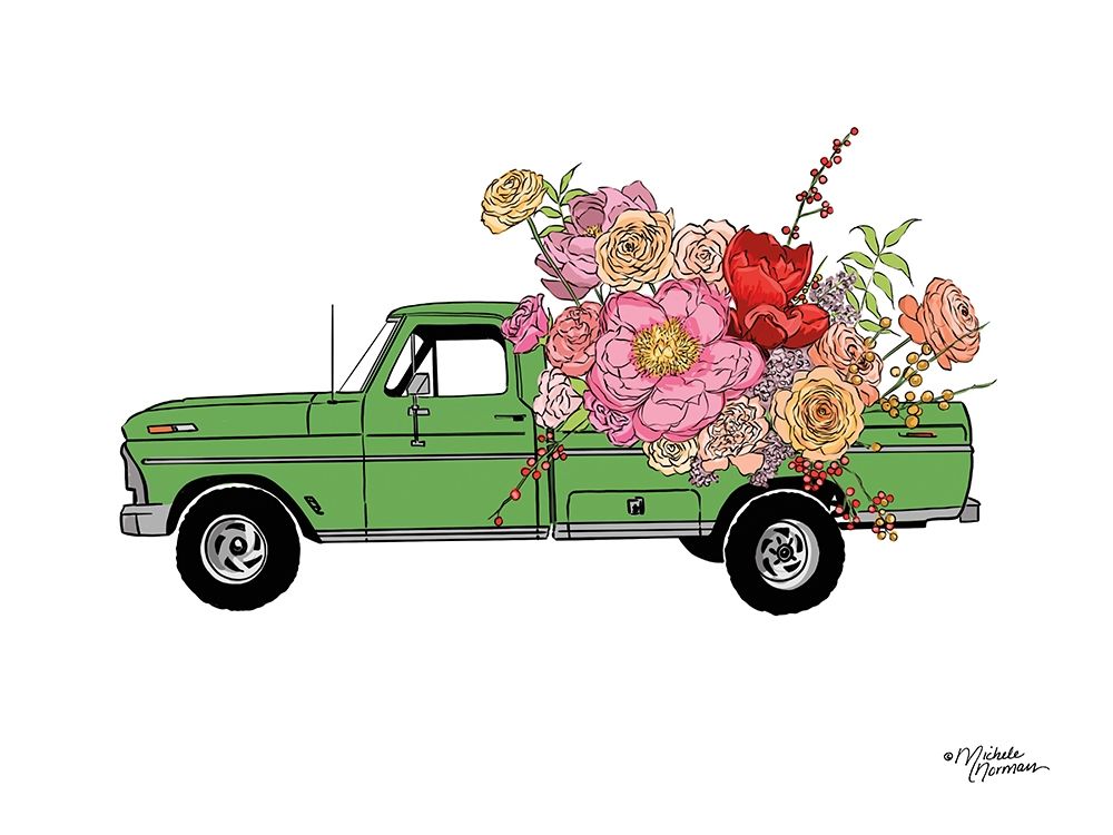 Floral Truck art print by Michele Norman for $57.95 CAD