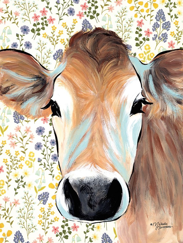 Bluebell Cow art print by Michele Norman for $57.95 CAD