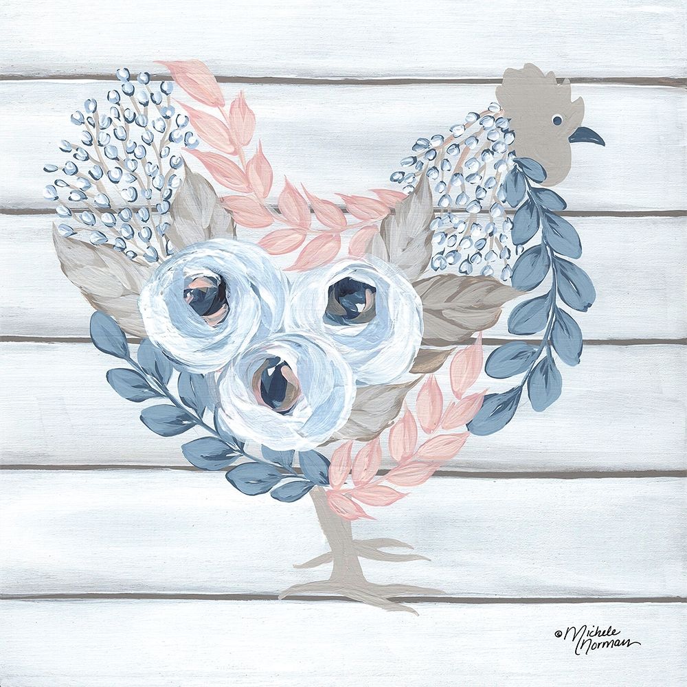 Blue and Blush Hen art print by Michele Norman for $57.95 CAD