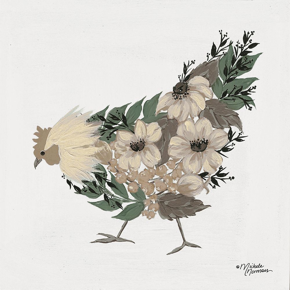 Floral Hen art print by Michael Norman for $57.95 CAD