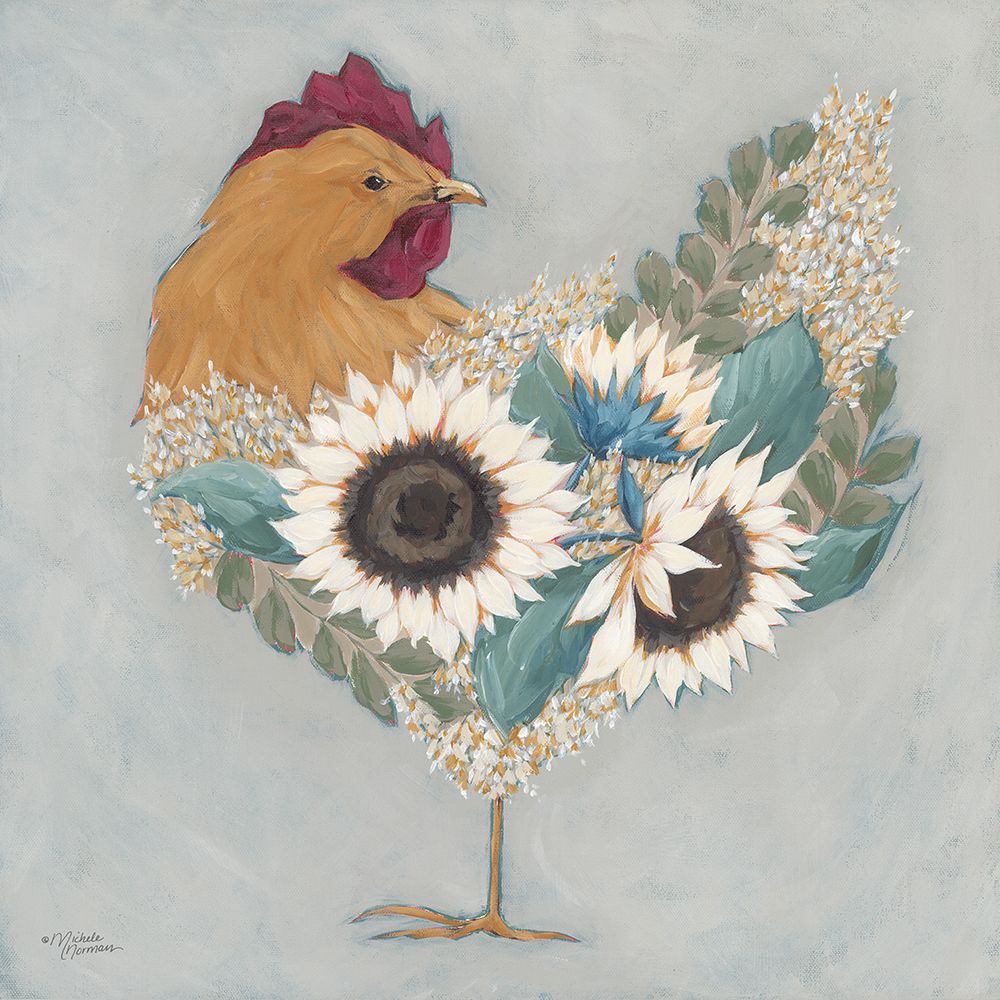 Farmhouse Floral Hen art print by Michael Norman for $57.95 CAD