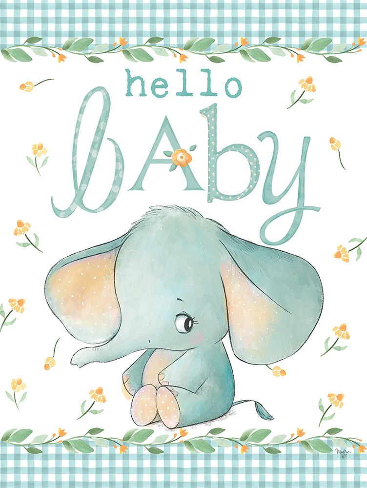 Hello Baby Elephant Blue art print by Mollie B. for $57.95 CAD
