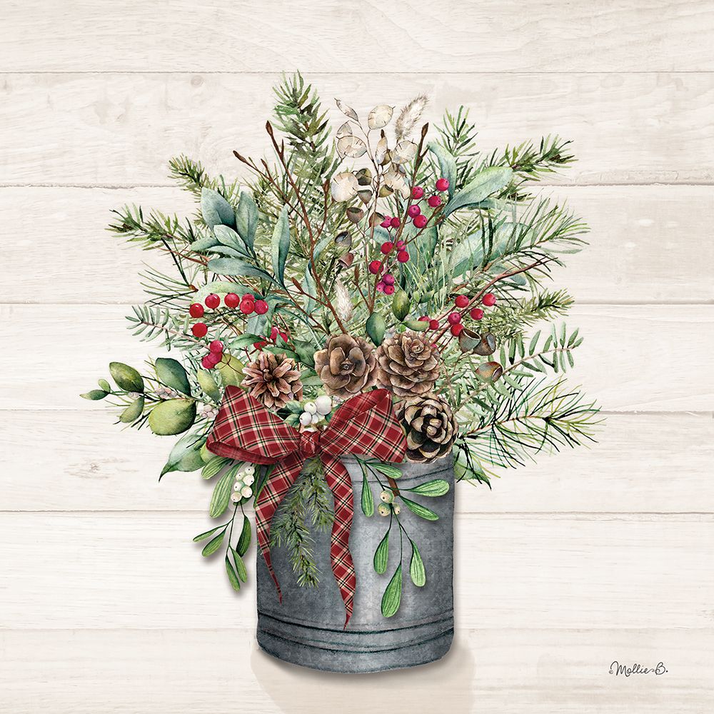 Christmas Greenery Bucket art print by Mollie B. for $57.95 CAD
