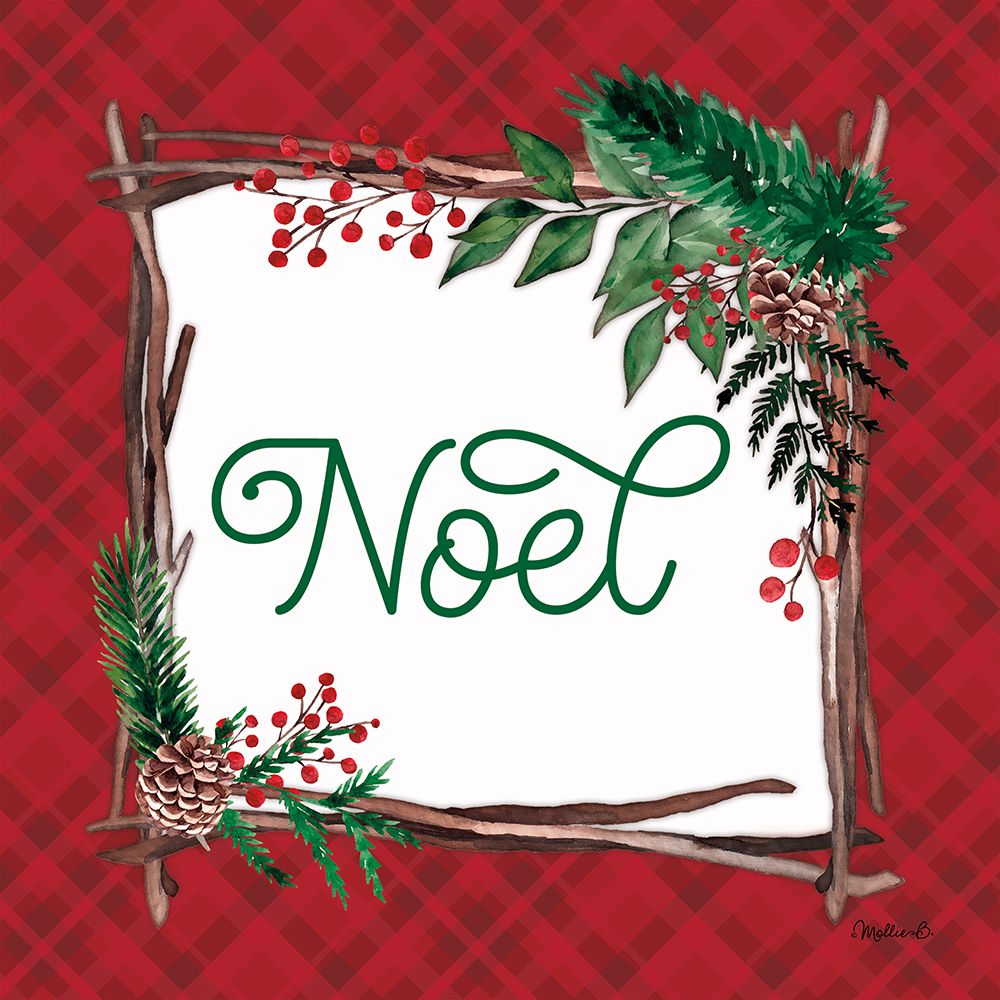 Noel with Pinecones art print by Mollie B. for $57.95 CAD