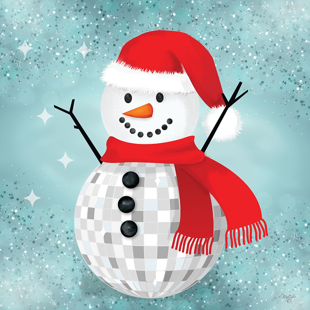 Disco Ball Snowman art print by Mollie B. for $57.95 CAD
