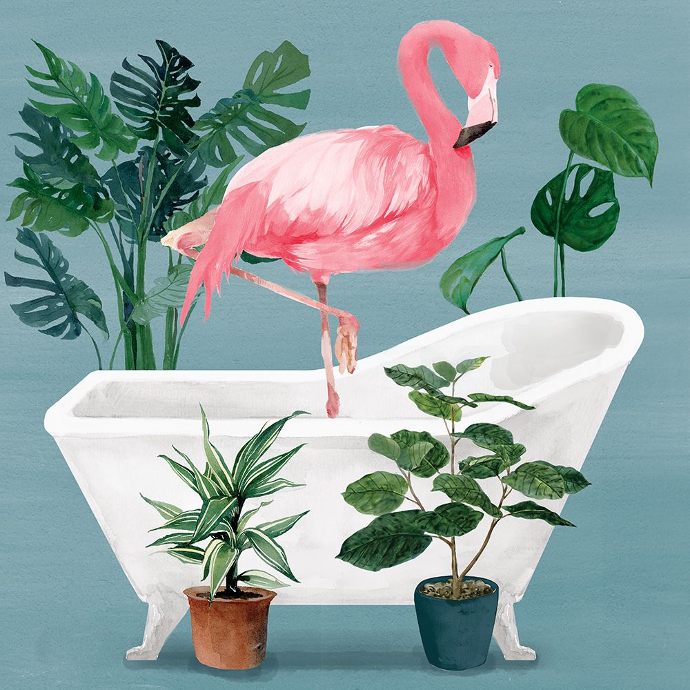 Flamingo in Tub art print by Masey St. Studios for $57.95 CAD