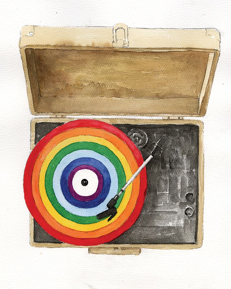 Retro Turntable art print by Masey St. Studios for $57.95 CAD