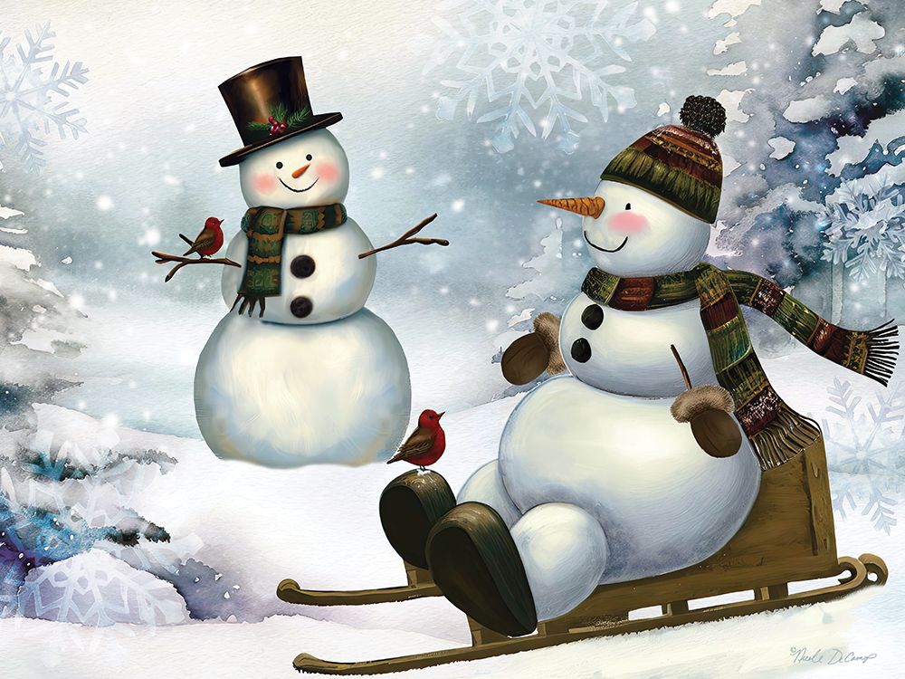 Snowmen Friends II art print by Nicole DeCamp for $57.95 CAD