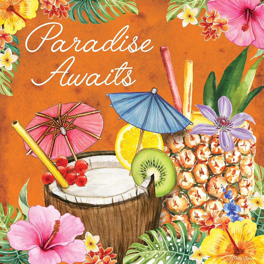 Tropical Drink Paradise Awaits art print by Nicole DeCamp for $57.95 CAD