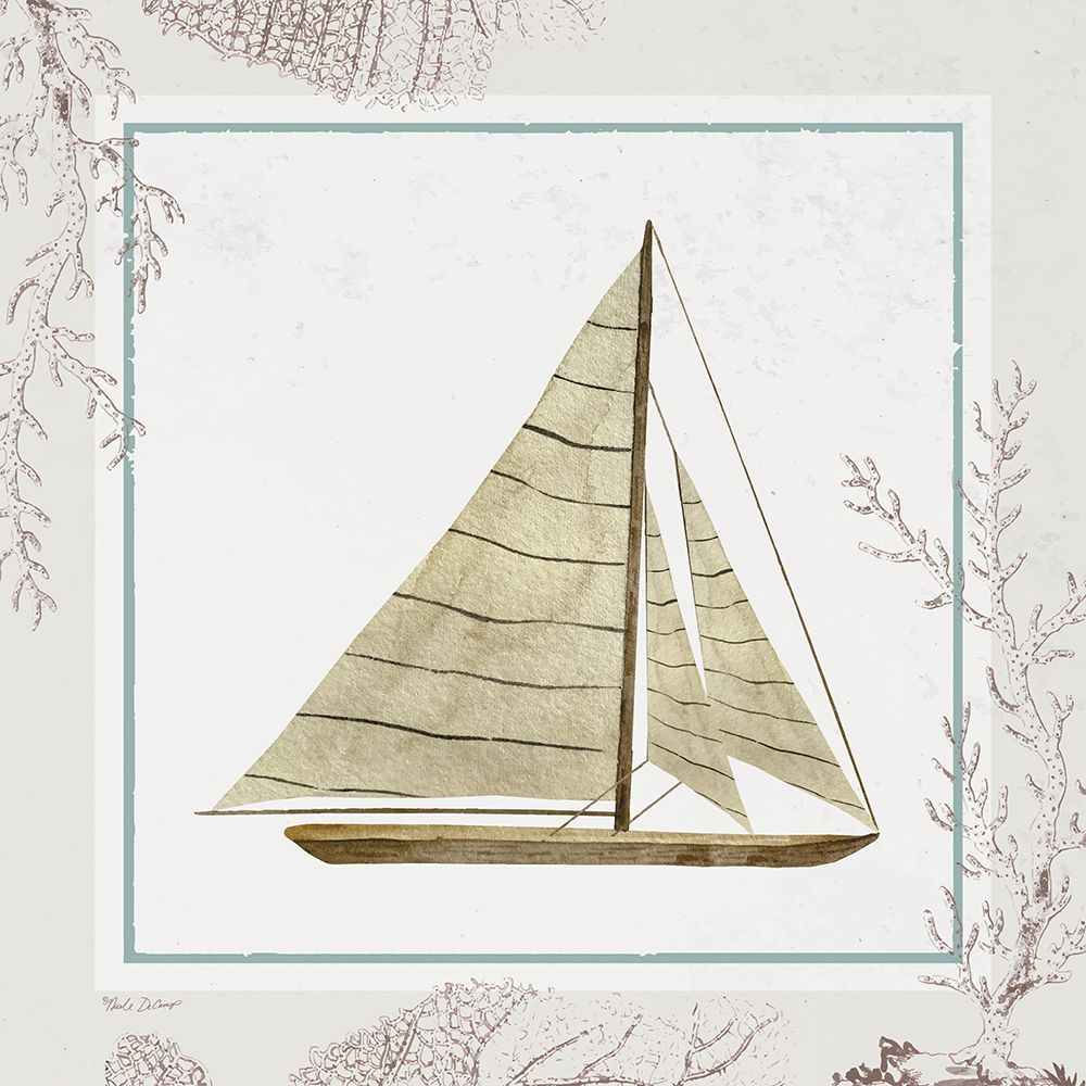 Coastal Chic Sailboat art print by Nicole DeCamp for $57.95 CAD