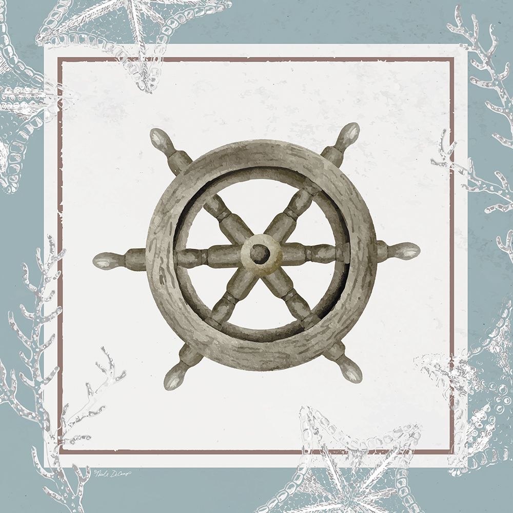 Coastal Chic Ships Wheel art print by Nicole DeCamp for $57.95 CAD
