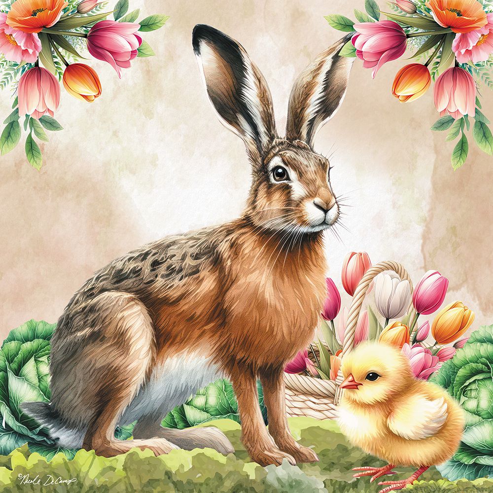 Rabbit with Tulip Basket art print by Nicole DeCamp for $57.95 CAD