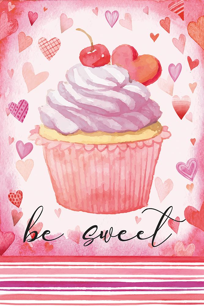 Be Sweet Valentine Cupcake art print by Nicole DeCamp for $57.95 CAD