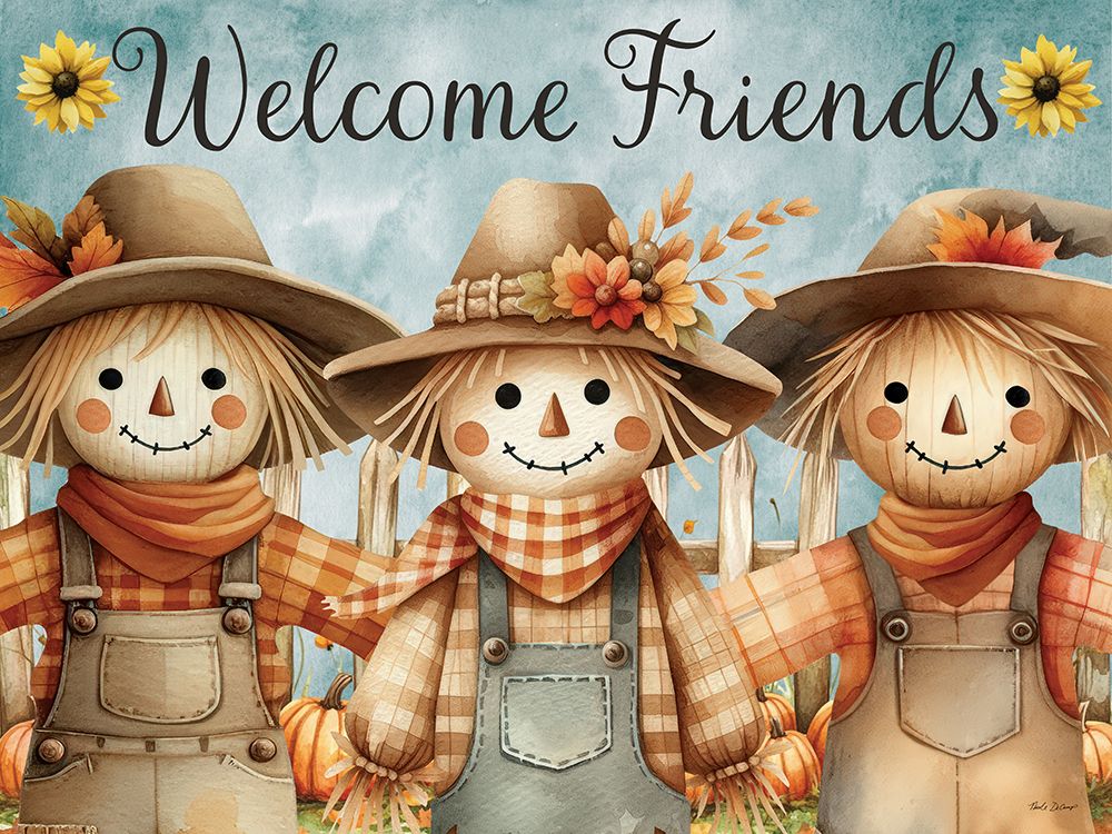 Welcome Friends Scarecrow art print by Nicole DeCamp for $57.95 CAD