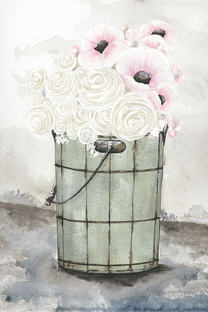 Ice Cream Bucket of Flowers    art print by Julie Norkus for $57.95 CAD