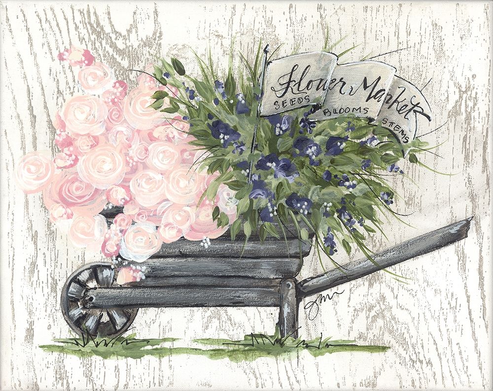 Flower Market Wheelbarrow art print by Julie Norkus for $57.95 CAD