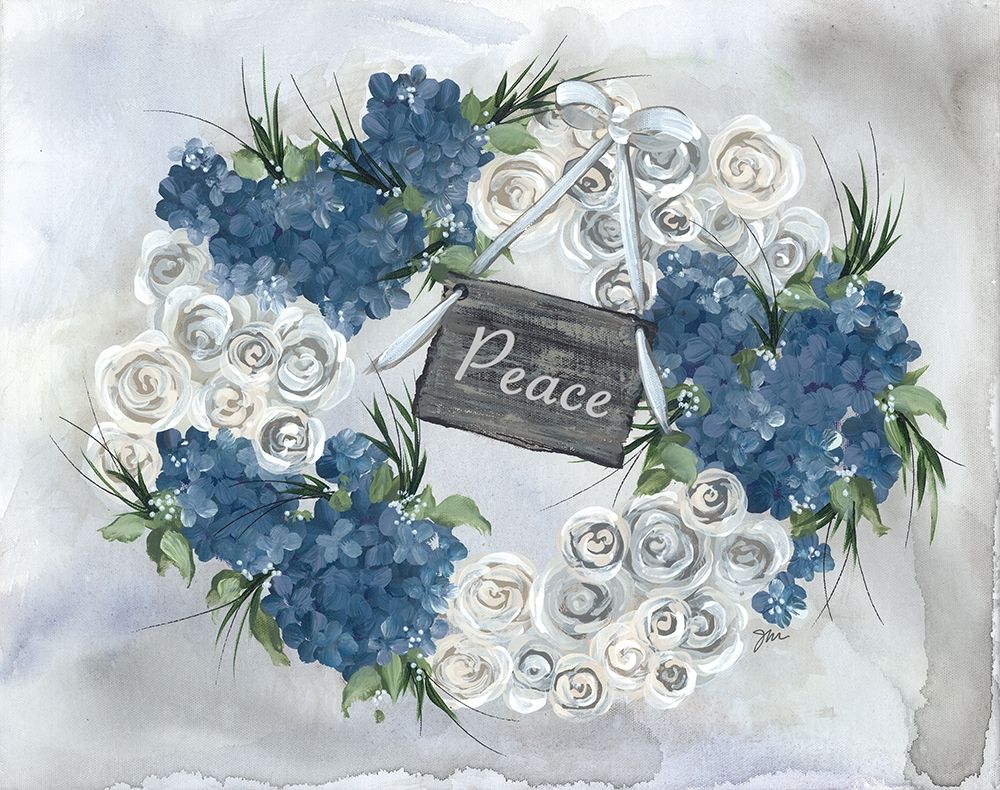 Hydrangea Wreath Blue art print by Julie Norkus for $57.95 CAD
