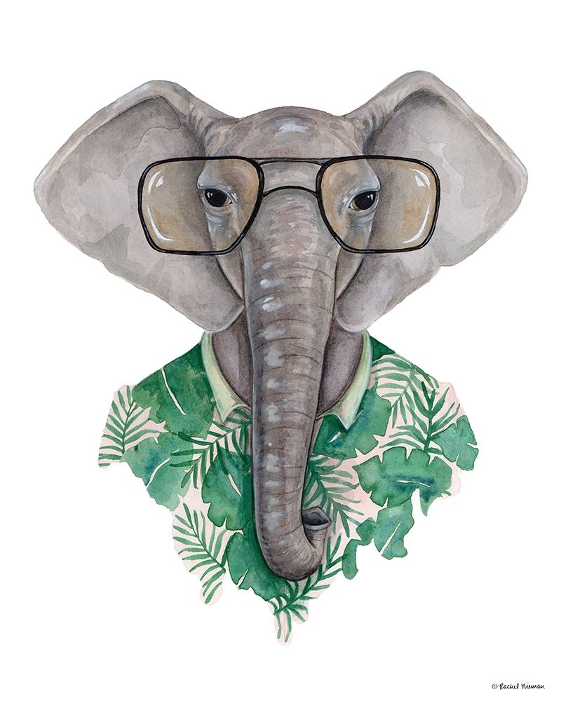 Elephant in Eye Glasses art print by Rachel Nieman for $57.95 CAD