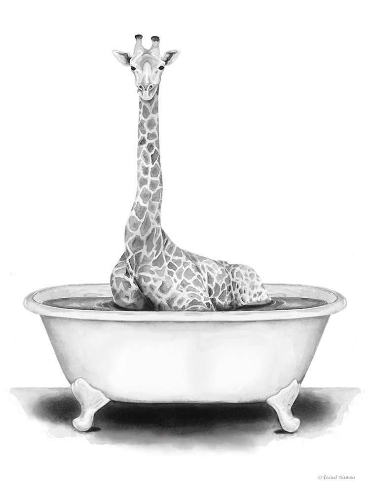 Giraffe in Tub art print by Rachel Nieman for $57.95 CAD