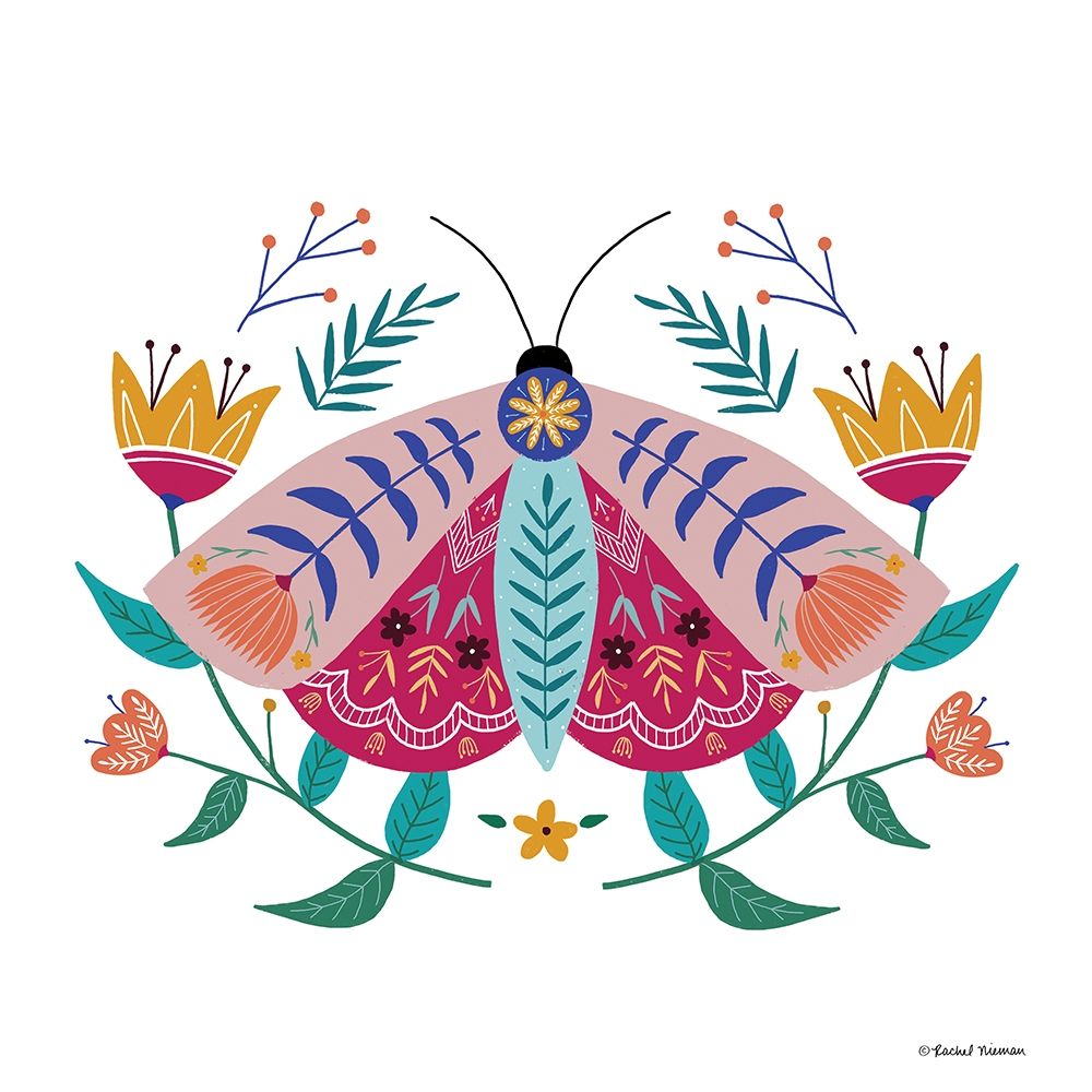 Folk Art Moth    art print by Rachel Nieman for $57.95 CAD